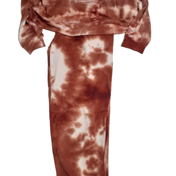 Womens plus sz XXL 2 pc Jogger outfit pants, top new Rust white color - Picture 4 of 5